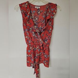 Max Studio Floral Burnt Orange Sleeveless Top Size L